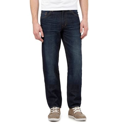 Blue mid wash straight jeans